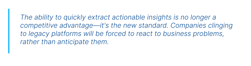 Companies clinging to legacy platforms will be forced to react to business problems, rather than anticipate them